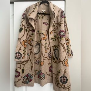 Beautiful J. Jill floral embroidered sweater-coat
